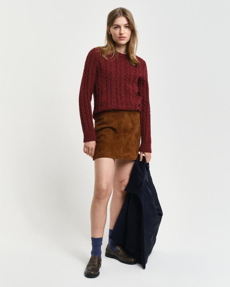 Gant Apparel Womens NEPS CABLE KNIT C NECK 638/WINE RED