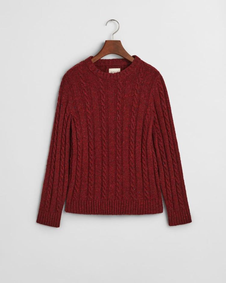 Gant Apparel Womens NEPS CABLE KNIT C NECK 638/WINE RED