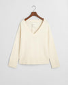 Gant Apparel Womens HERRINGBONE V NECK 130/CREAM