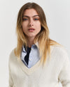 Gant Apparel Womens HERRINGBONE V NECK 130/CREAM