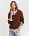 Gant Apparel Womens HERRINGBONE V NECK 220/COCAO BROWN