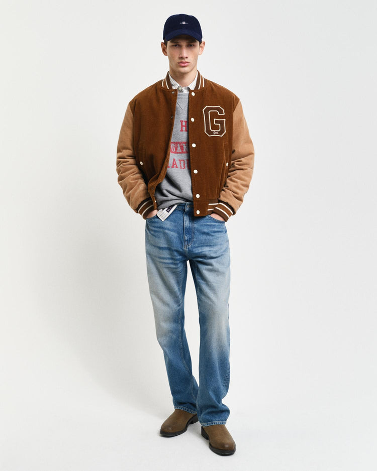 Gant Apparel Mens CORD VARSITY JACKET 220/COCAO BROWN