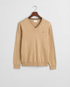 Gant Apparel Mens CLASSIC COTTON V NECK 296/KHAKI MELANGE