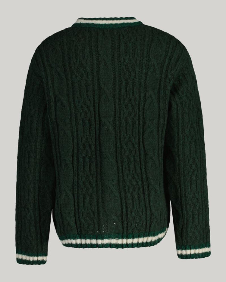 Gant Apparel Mens SEASONAL G CABLE V NECK CARDIGAN 374/TARTAN GREEN