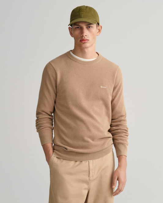 Gant Apparel Mens COTTON PIQUE C-NECK 248/DARK KHAKI