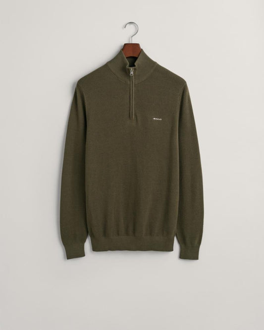 Gant Apparel Mens COTTON PIQUE HALFZIP 301/JUNIPER GREEN