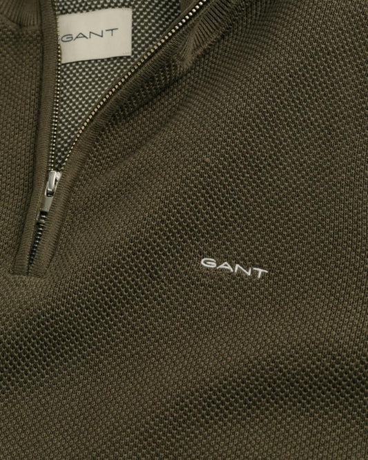 Gant Apparel Mens COTTON PIQUE HALFZIP 301/JUNIPER GREEN