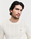 Gant Apparel Mens LAMBSWOOL CABLE C NECK 130/CREAM