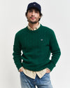 Gant Apparel Mens LAMBSWOOL CABLE C NECK 373/DEEP FOREST GREEN