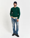 Gant Apparel Mens LAMBSWOOL CABLE C NECK 373/DEEP FOREST GREEN