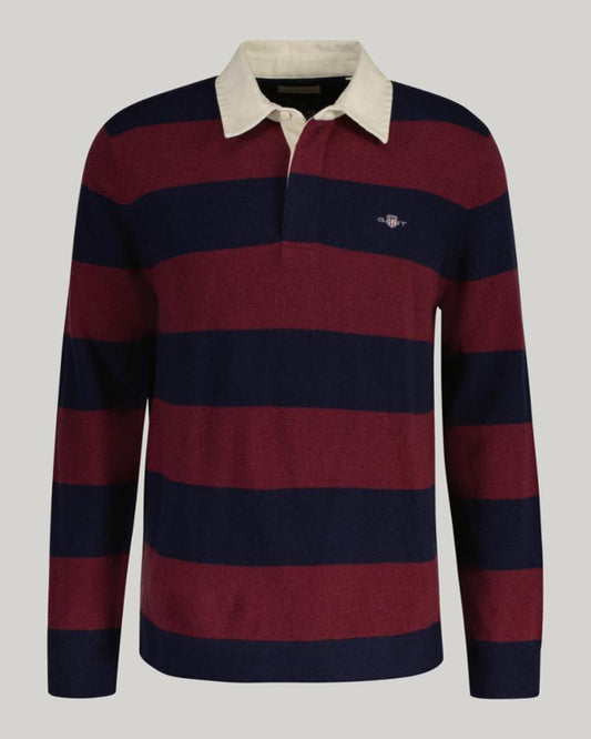 Gant Apparel Mens EXTRAFINE LAMBSWOOL STRIPED RUGGER 410/MARINE