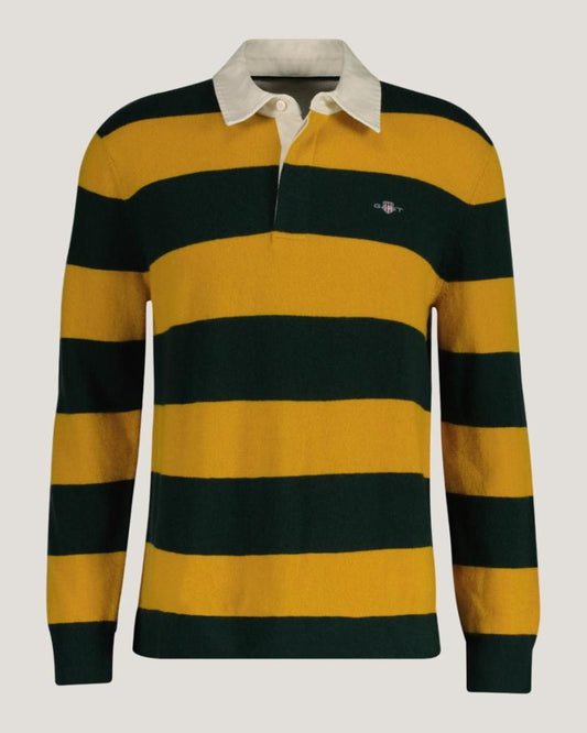 Gant Apparel Mens EXTRAFINE LAMBSWOOL STRIPED RUGGER 374/TARTAN GREEN