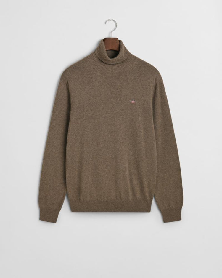 Gant Apparel Mens CTN/WO ROLLNECK 294/DK HAZELNUT MELANGE