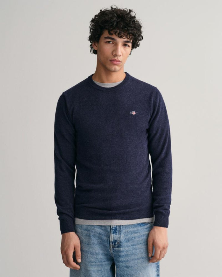 Gant Apparel Mens SUPERFINE LAMBSWOOL C 480/DARK NAVY MELANGE