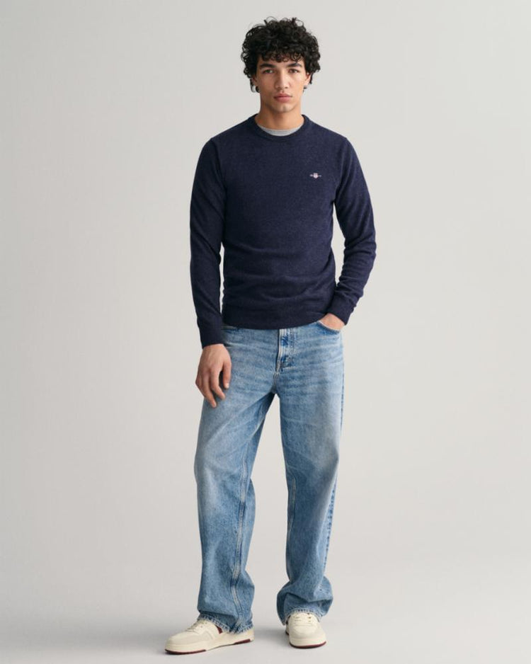 Gant Apparel Mens SUPERFINE LAMBSWOOL C 480/DARK NAVY MELANGE