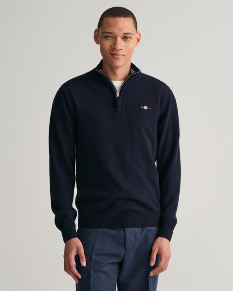 Gant Apparel Mens SUPERFINE LAMBSWOOL HALF ZIP 410/MARINE