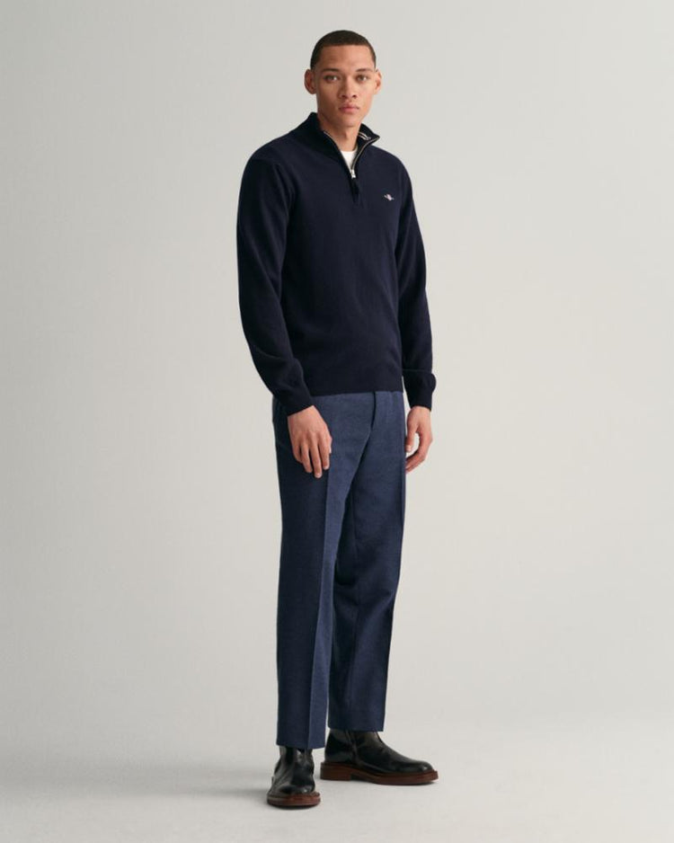 Gant Apparel Mens SUPERFINE LAMBSWOOL HALF ZIP 410/MARINE