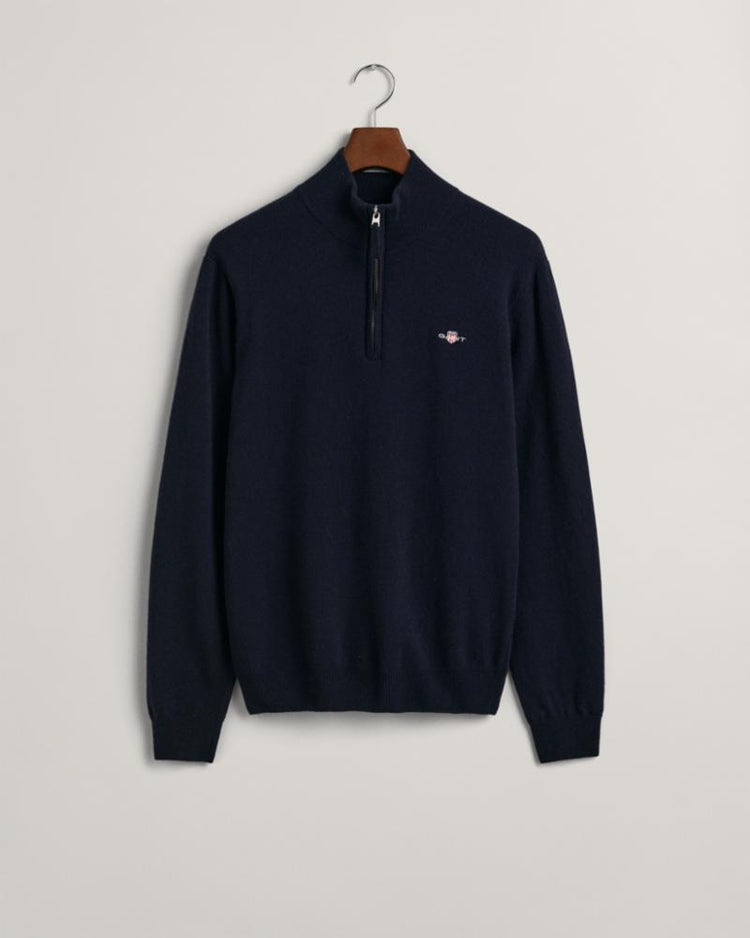 Gant Apparel Mens SUPERFINE LAMBSWOOL HALF ZIP 410/MARINE