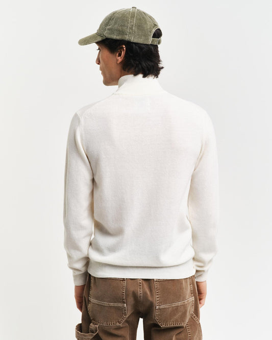 Gant Apparel Mens SUPERFINE LAMBSWOOL HALF ZIP 130/CREAM