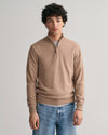 Gant Apparel Mens SUPERFINE LAMBSWOOL HALF ZIP 295/DK SAND MELANGE