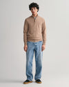 Gant Apparel Mens SUPERFINE LAMBSWOOL HALF ZIP 295/DK SAND MELANGE