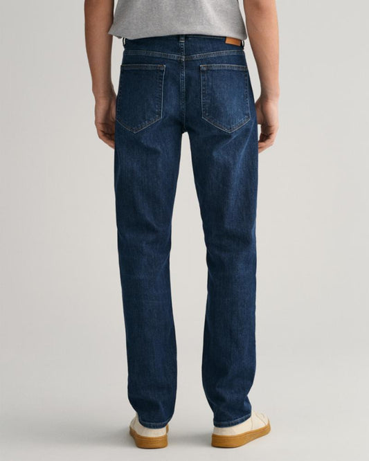 Diagonal pocket sanded men's jeans - W28 / Blue