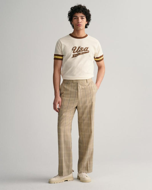 Gant Apparel Mens TAILORED CHECKED PANTS 130/CREAM