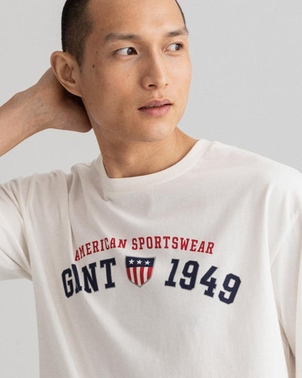 Gant Apparel Mens RETRO SHIELD SS TSHIRT 113/EGGSHELL