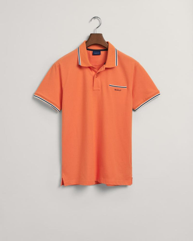 Gant Apparel Mens 3-COL TIPPING SOLID SS PIQUE 834/APRICOT ORANGE