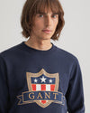 Gant Apparel Mens GANT BANNER LG SHIELD C-NECK 433/EVENING BLUE