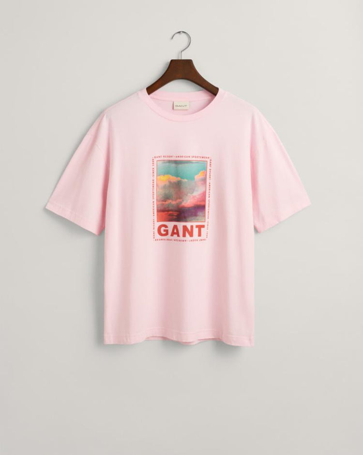 Gant Apparel Mens WASHED GRAPHIC SS T-SHIRT 637/CALIFORNIA PINK