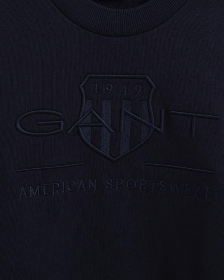 Gant Apparel Mens TONAL ARCHIVE SHIELD C-NECK SWEAT 433/EVENING BLUE | 
