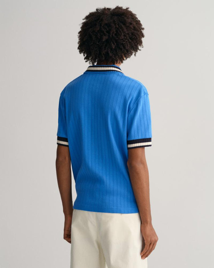 Gant Apparel Mens DROPPED NEEDLE SS PIQUE 471/DAY BLUE