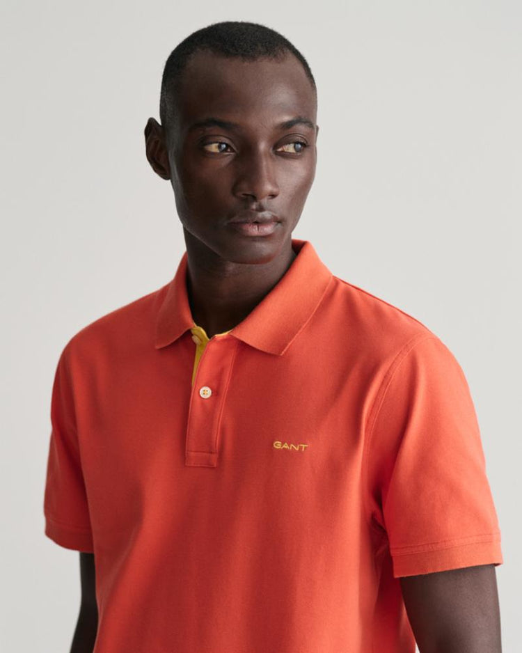 Gant Apparel Mens REG CONTRAST PIQUE SS RUGGER 828/BURNT ORANGE