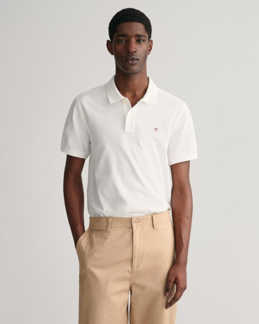 Gant Apparel Mens REG SHIELD SS PIQUE POLO 110/WHITE