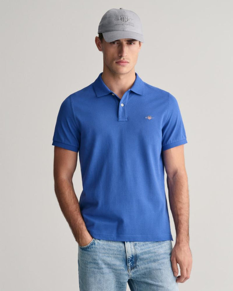 Gant Apparel Mens REG SHIELD SS PIQUE POLO 407/RICH BLUE