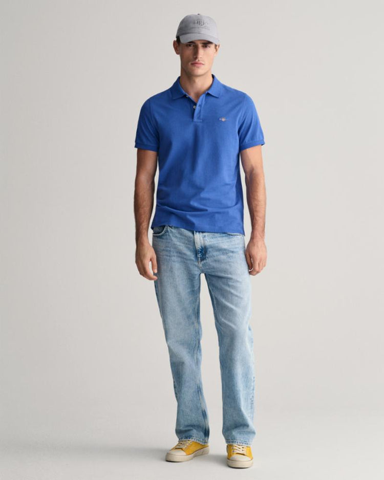 Gant Apparel Mens REG SHIELD SS PIQUE POLO 407/RICH BLUE