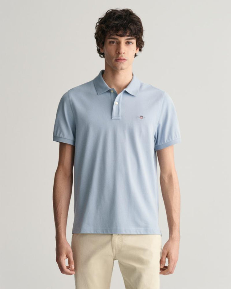 Gant Apparel Mens REG SHIELD SS PIQUE POLO 474/DOVE BLUE