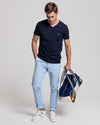 Gant Apparel Mens ORIGINAL SLIM V-NECK T-SHIRT 433/EVENING BLUE