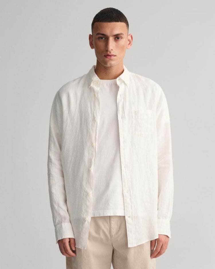 Gant Apparel Mens REGULAR LINEN SHIRT 110/WHITE