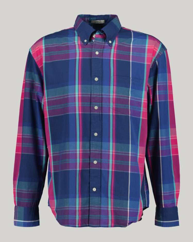 Gant Apparel Mens REL ARCHIVE POPLIN CHECK SHIRT 403/DUSTY BLUE SEA