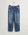 Gant Apparel Womens CAMIE CROPPED RIPPED JEANS 972/MID BLUE BROKEN IN