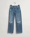 Gant Apparel Womens HW RELAXED STRAIGHT RIP JEANS 973/MID BLUE VINTAGE