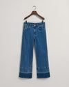 Gant Apparel Womens CROPPED WIDE JEANS 971/MID BLUE WORN IN