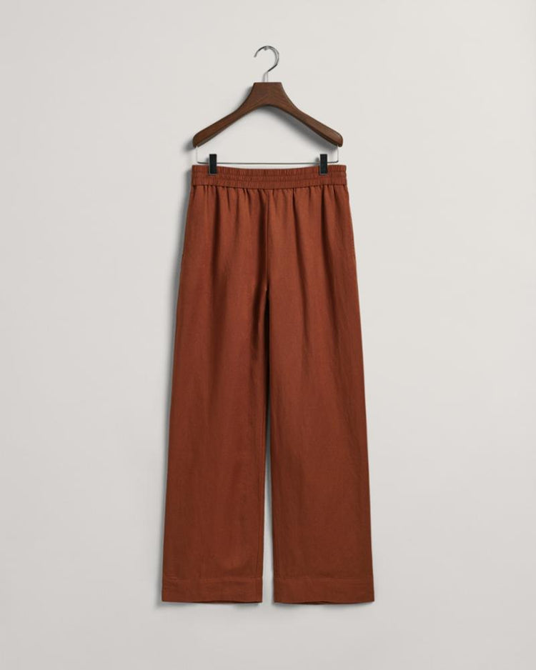 Gant Apparel Womens LINEN VISCOSE PULL-ON PANTS 229/MAHOGANY BROWN