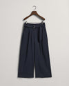 Gant Apparel Womens WIDE CROPPED BELTED PANTS 433/EVENING BLUE