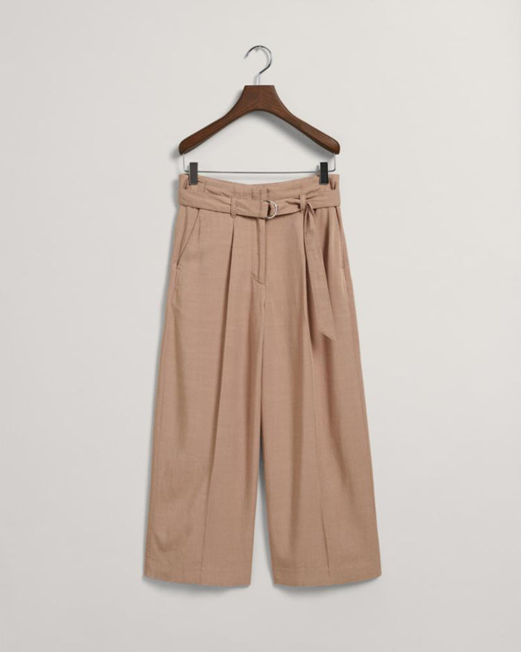 Gant Apparel Womens WIDE CROPPED BELTED PANTS 209/HORN BEIGE