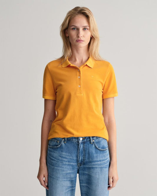 Gant Apparel Womens SUNFADED SS PIQUE POLO 779/MEDAL YELLOW