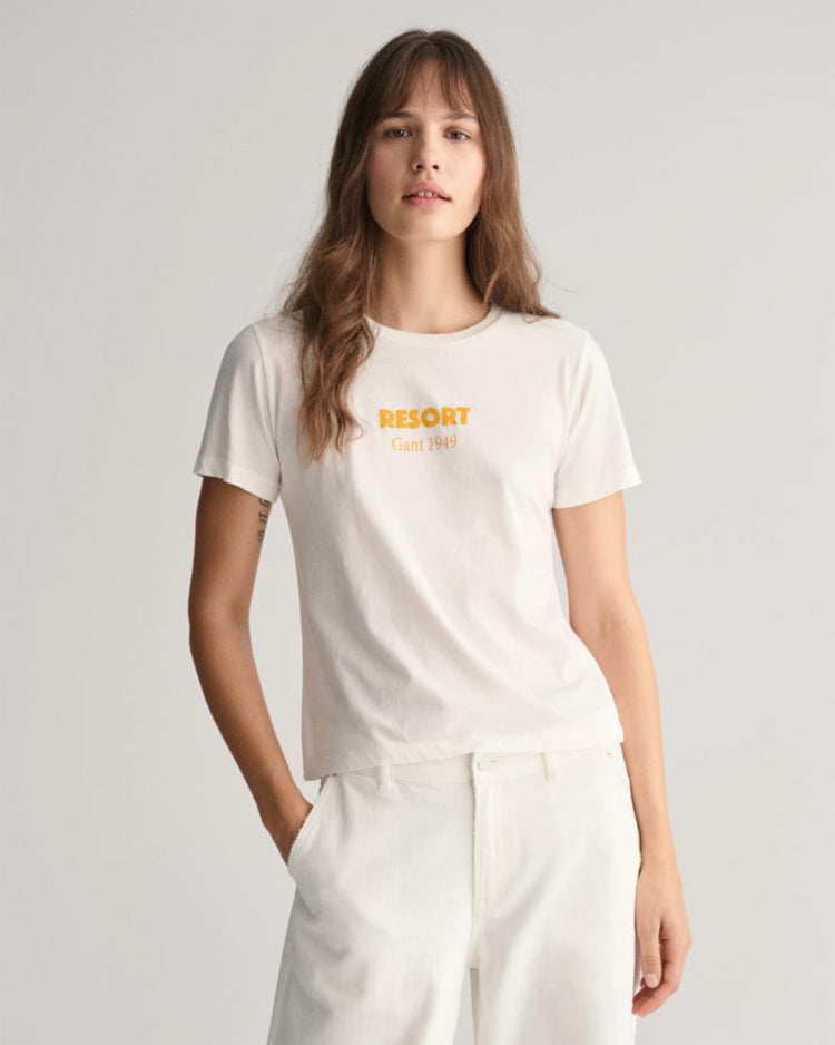 Gant Apparel Womens REG GANT RESORT SS T-SHIRT 113/EGGSHELL