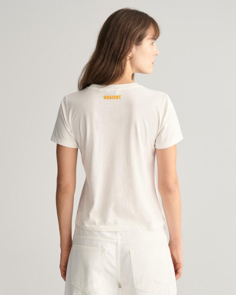 Gant Apparel Womens REG GANT RESORT SS T-SHIRT 113/EGGSHELL